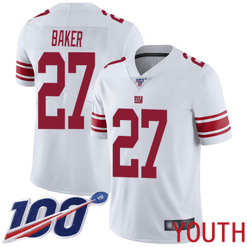 Youth New York Giants #27 Deandre Baker White Vapor Untouchable Limited Player 100th Season Football NFL Jersey
